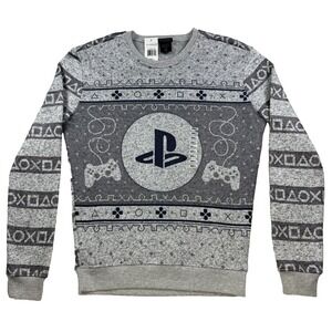 NWT Mens PlayStation Controller Ugly Christmas Sweater Sweatshirt Gray Sz Small